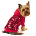 Sequin Dog Pullover Sweatshirt Red / Custom Dog Hoodies Apparel For Small Dogs